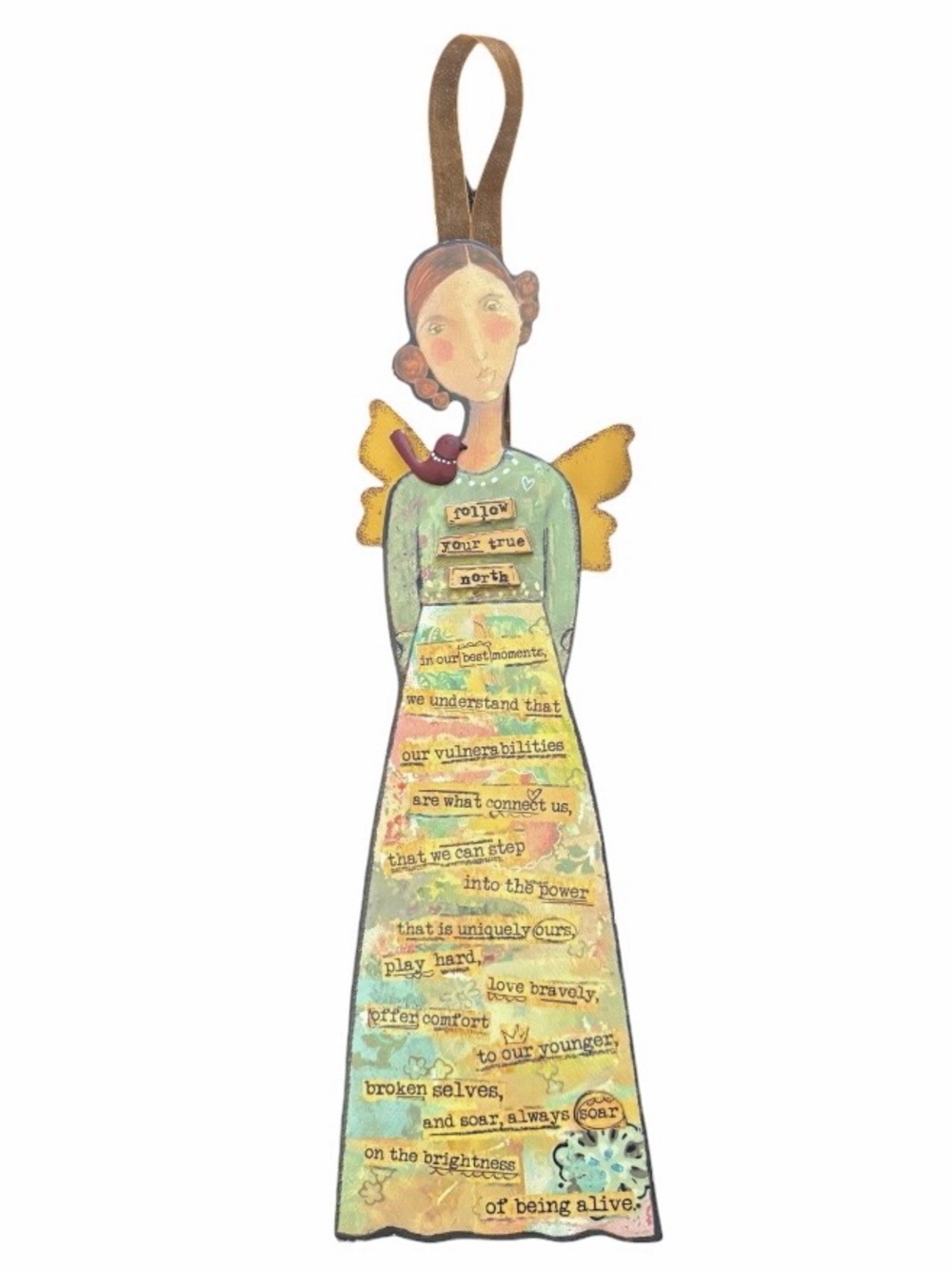 KELLY RAE ROBERTS➕Girlie Follow Your True North Hanging Angel Plaque